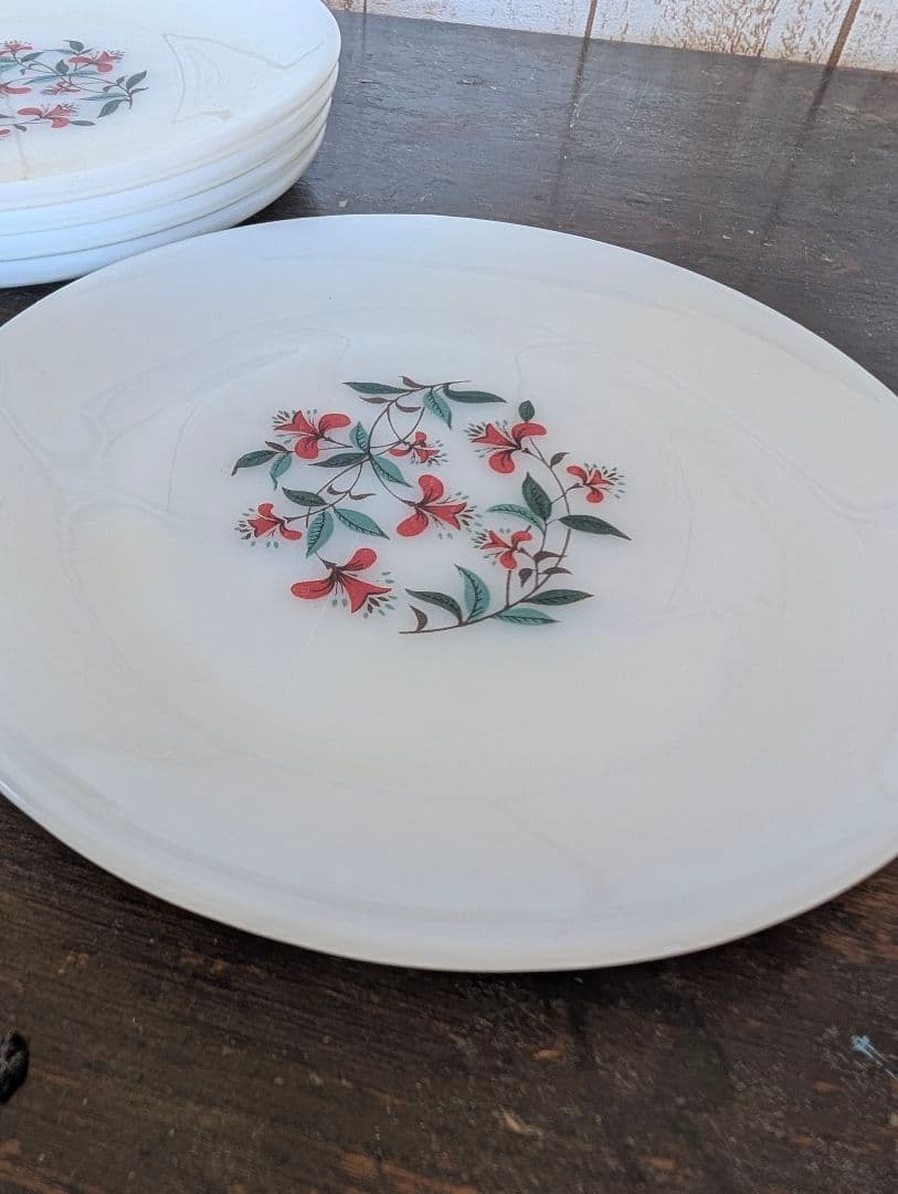 Fire King ファイヤーキングハニーサックル　中皿プレート5枚 セット