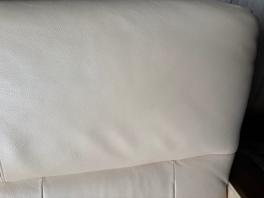 【送料込】カリモク 本革 レザー ハイバック3人掛 トリプル ソファ 木肘