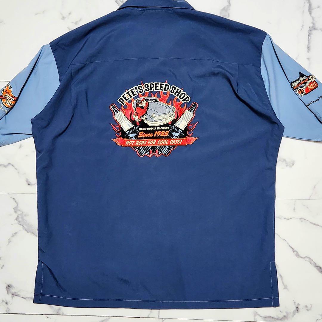 DISNEY ディズニー ヴィンテージ ボーリングシャツ PETE ピート 刺繍