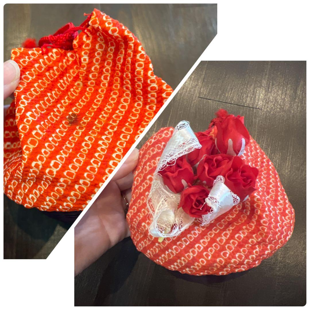 アンティーク 七五三 三歳 フルセット 着物 被布 小物一式 正絹 手鞠 赤