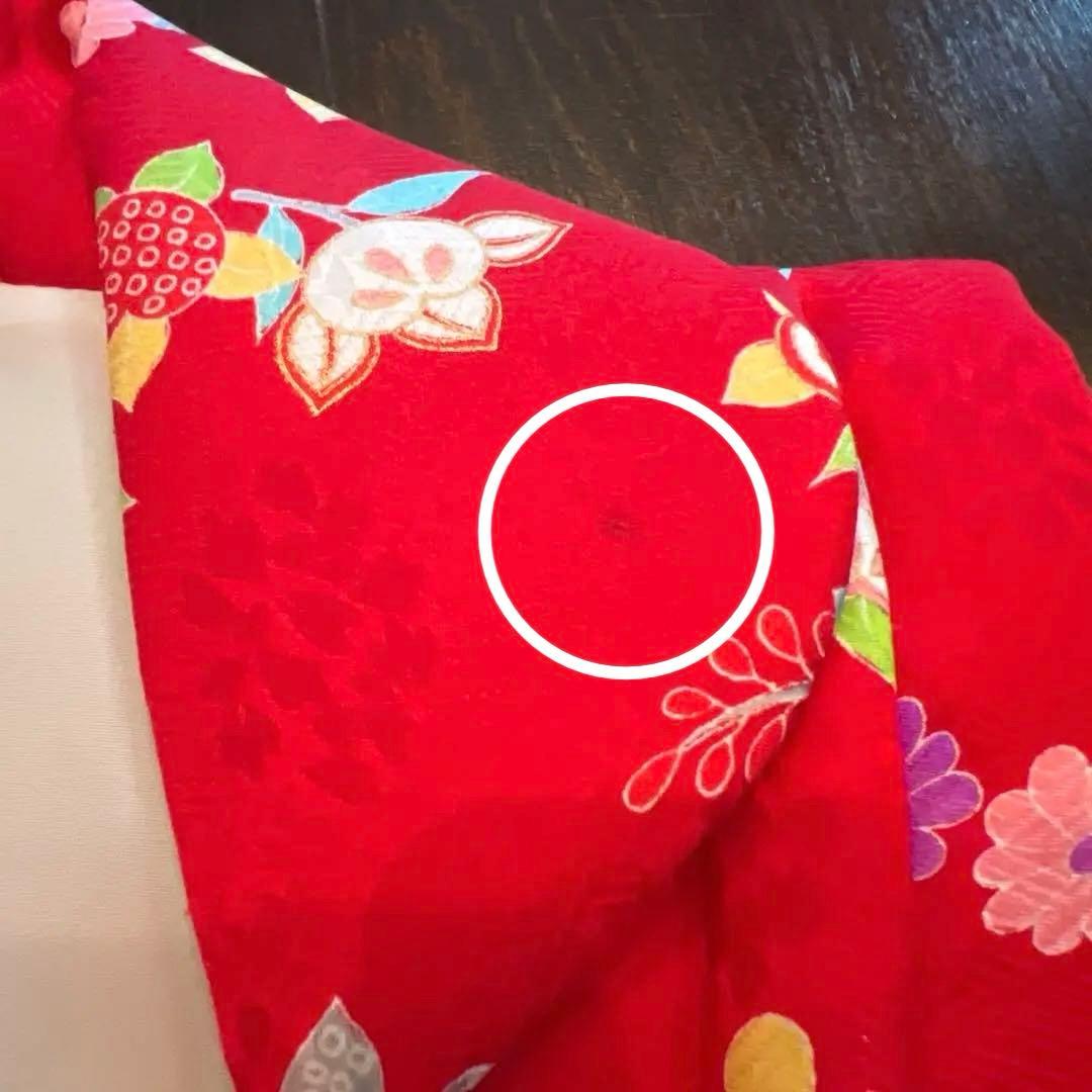 アンティーク 七五三 三歳 フルセット 着物 被布 小物一式 正絹 手鞠 赤