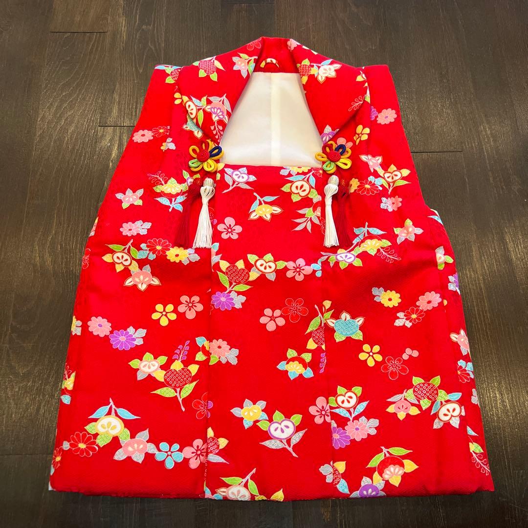 アンティーク 七五三 三歳 フルセット 着物 被布 小物一式 正絹 手鞠 赤
