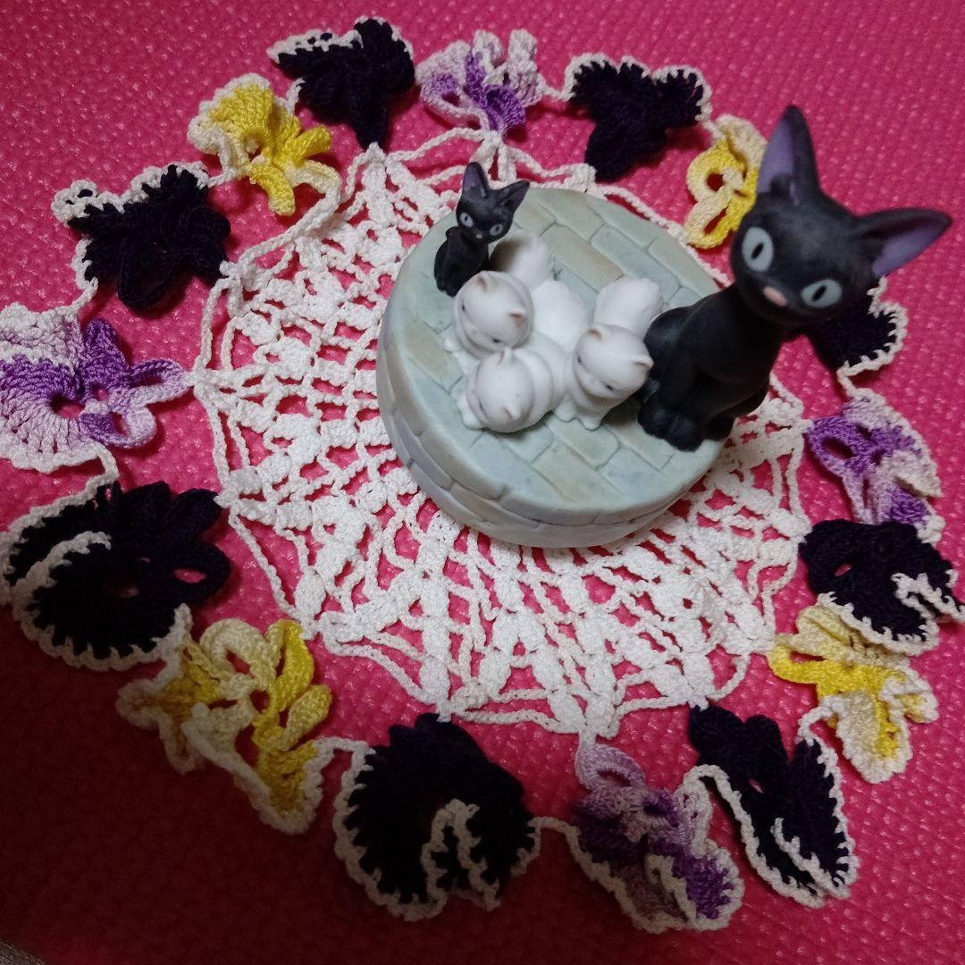 レア❥（美品）ジブリ 魔女の宅急便 オルゴール ジジと子猫達❦ レトロ❦タオル❦