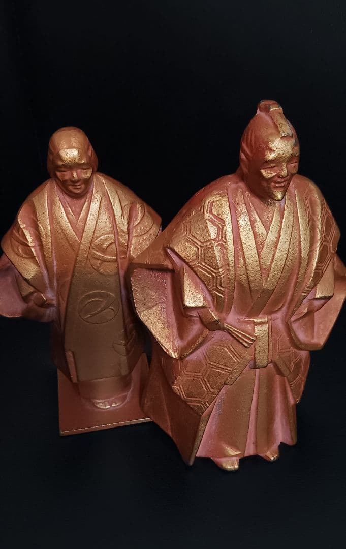 【超希少・署名入り】 sotaro saegusa 作 人物像 銅像風置物 ペア