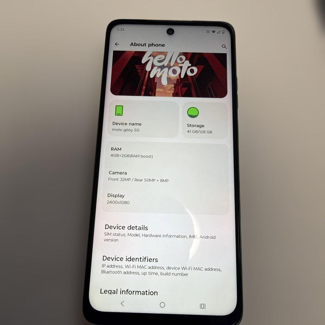 新品未使用 moto g66y 5G ディルグリーン 128GB 本体