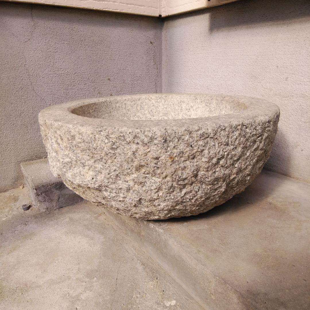 餅つき 石臼 御影石 鉢形 餅臼 二升用 本格派タイプの餅つき石臼