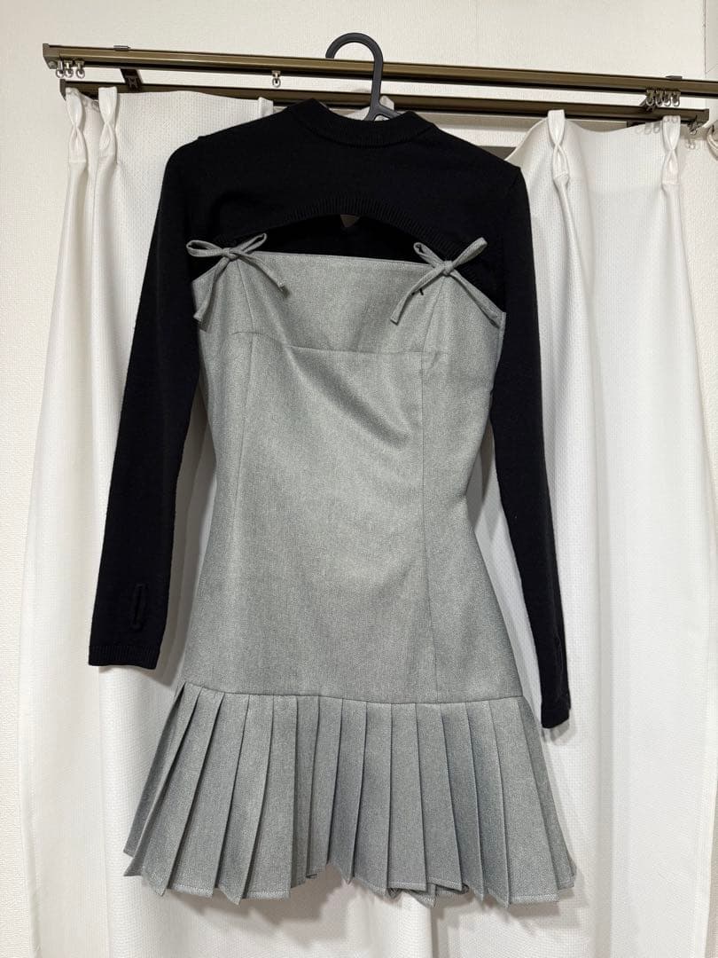 andmary Karen knit set mini dress グレー