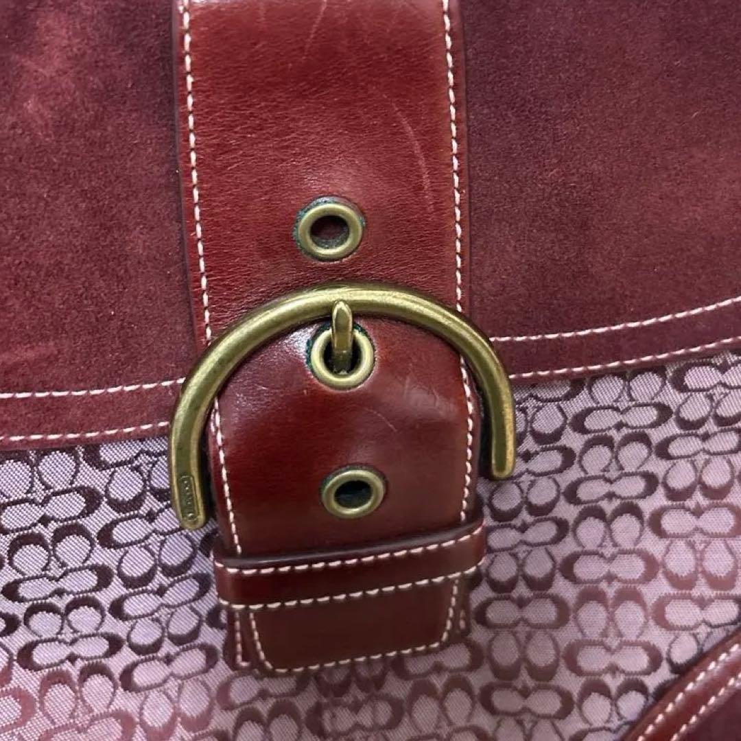 希少カラーコーチシグネチャー柄ホーボー ショルダーバッグ