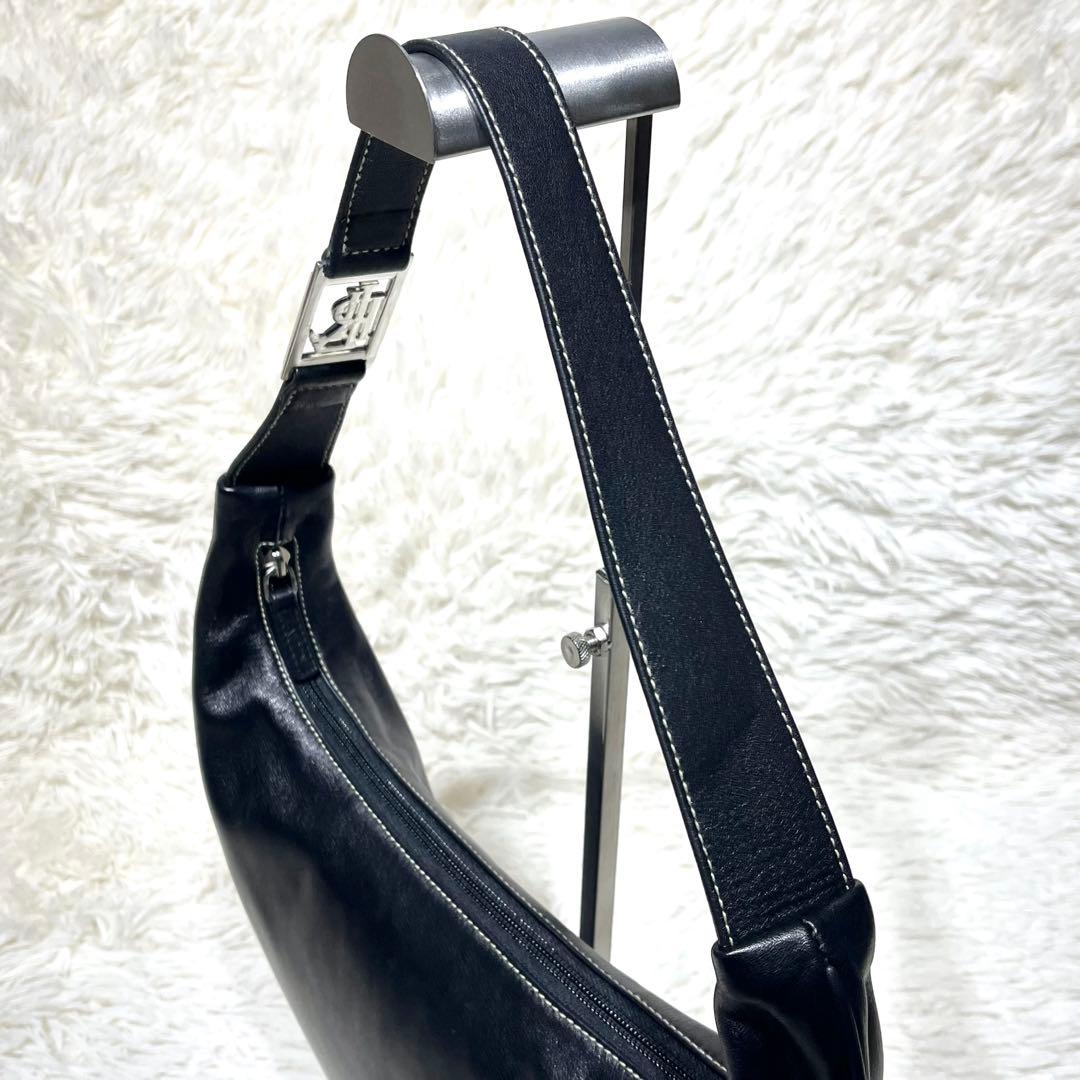 極美品☆ローレン ラルフローレン ムーンバッグ ワンショルダー 黒 三日月 本革