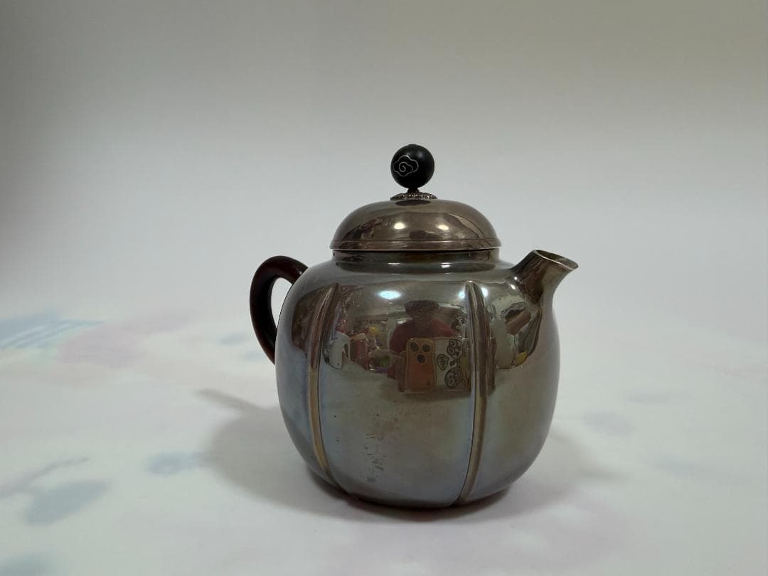 純銀製 阿古陀形 急須 銀瓶 煎茶道具