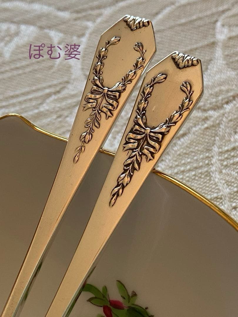 【Whiting／マダムジュメル】純銀 バターナイフ３本＋ブイヨンスプーン１本