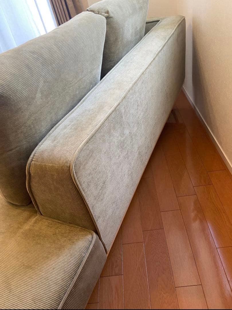 ファブリックコーデュロイカウチソファー　3人掛け