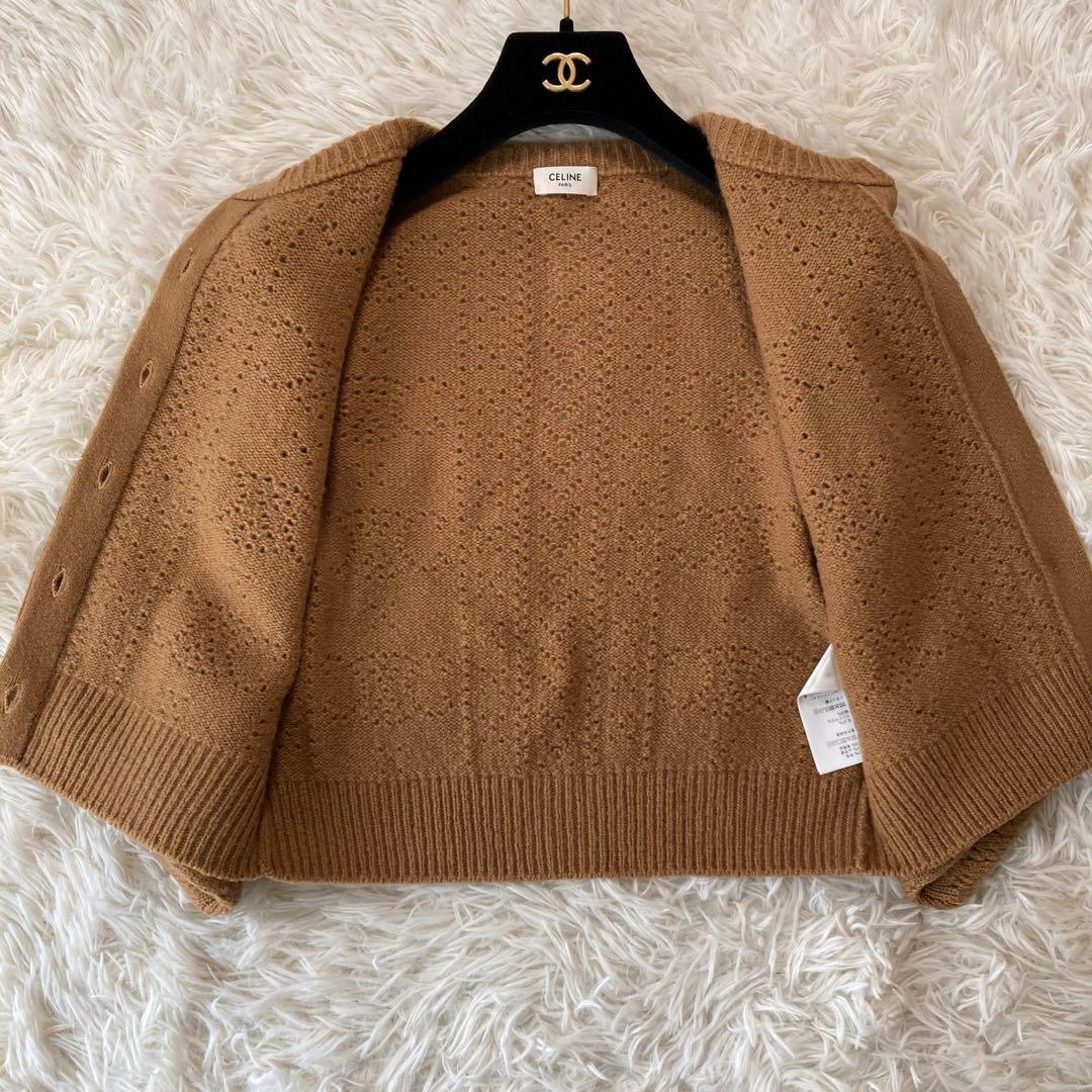 極美品 セリーヌ トリオンフ編み ウール カシミヤ シルク カーディガン