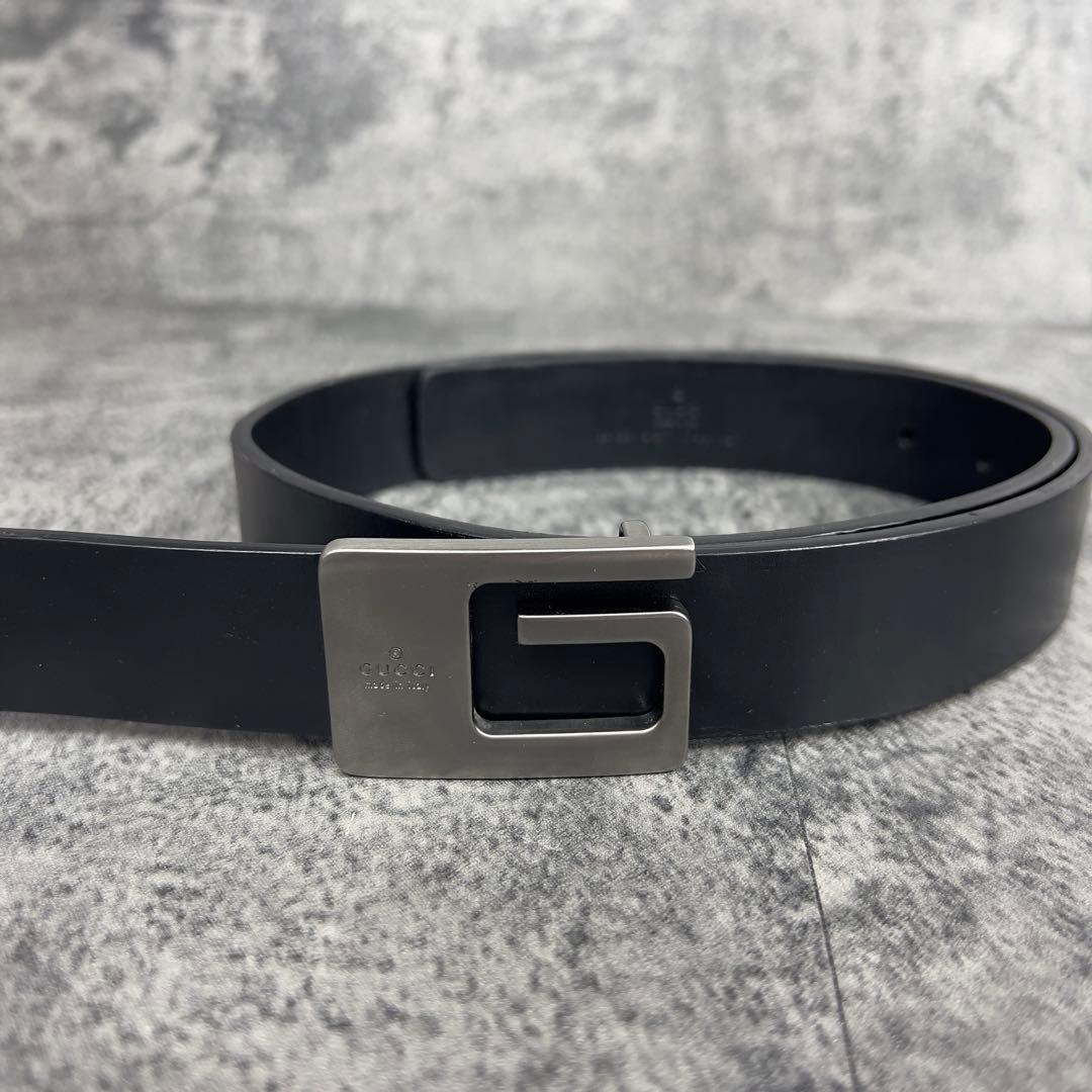 GUCCI Gバックル レザー ベルト ブラック