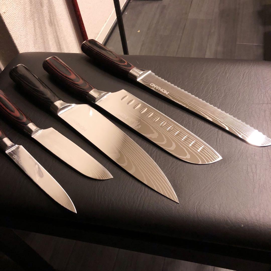 未使用　三徳包丁　シェフナイフ　ダマスカス　包丁　5本セット