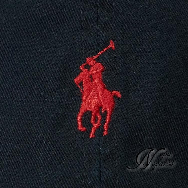 新品正規品 ポロ ラルフローレン アイコニック ホース刺繍 チノキャップ 黒赤馬