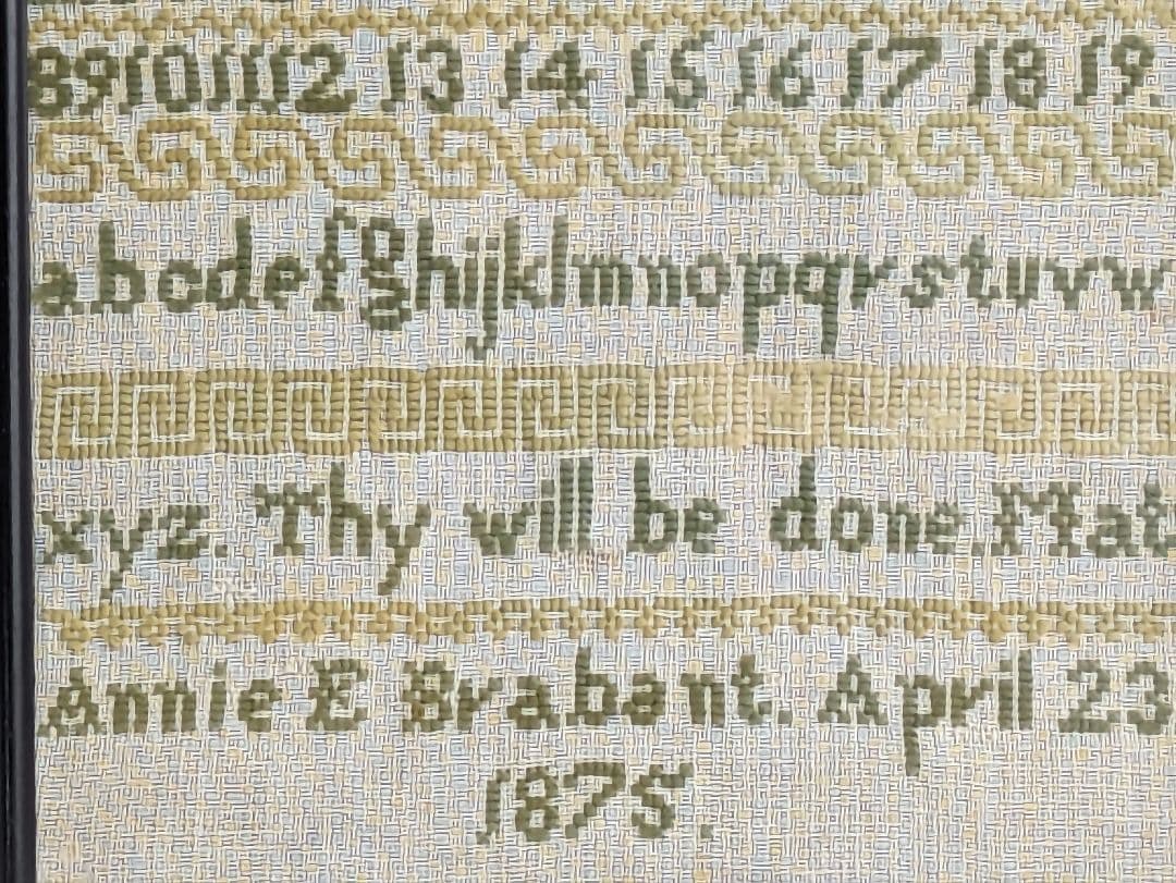 イギリス アンティーク 19世紀 1875年 刺繍サンプラー ヴィンテージ刺繍