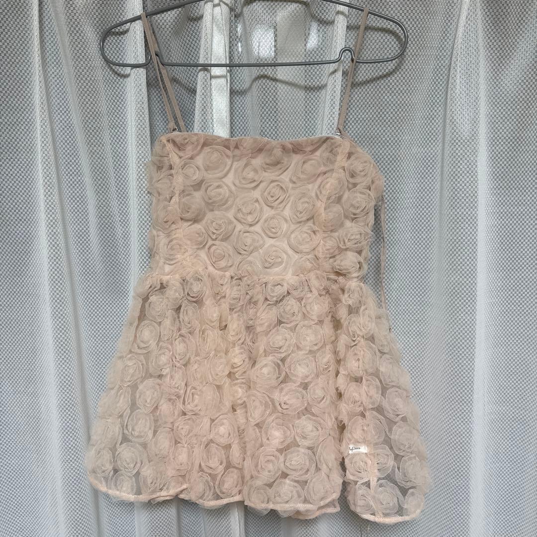 chico ローズチュールペプラムブラウス　【24日発送】