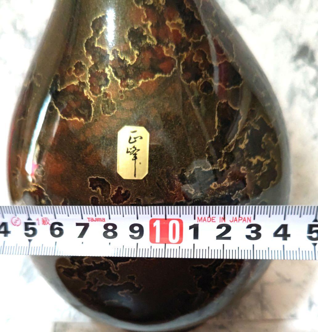 花瓶　花卉　金彩錦鶴首花瓶　新品未使用　特選陶器　台座付