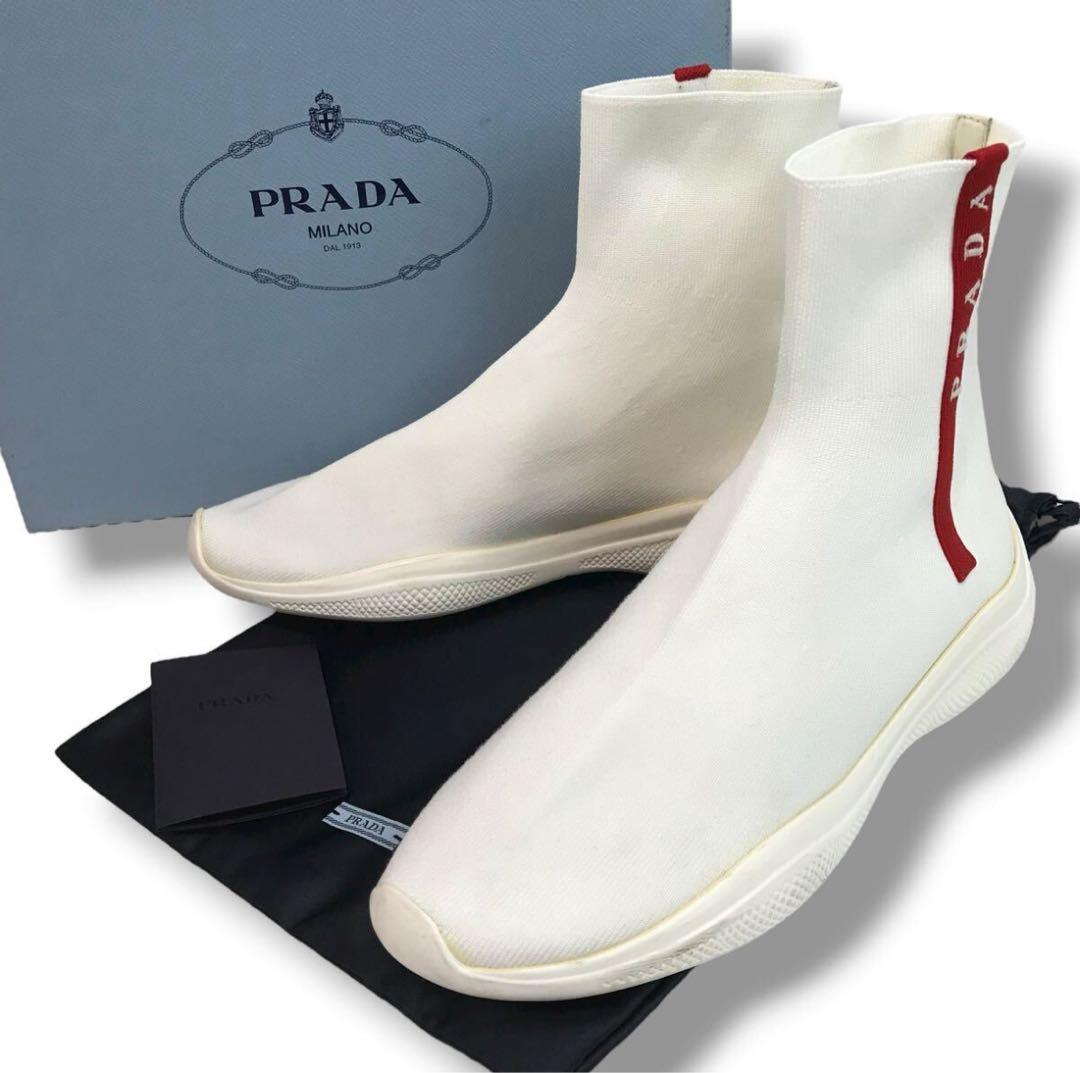 【PRADA】プラダ❤️ソックススニーカー・ショートブーツ✨ホワイト 37✨
