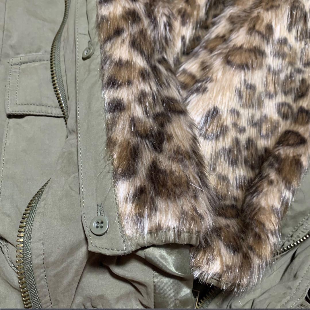 y2k グランジ　平成ギャル モッズコート　ヒョウ柄　ファー付き　3way