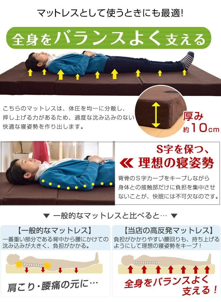 ソファーマットレス シングル 幅97cm 厚み10cm ソファーベッド