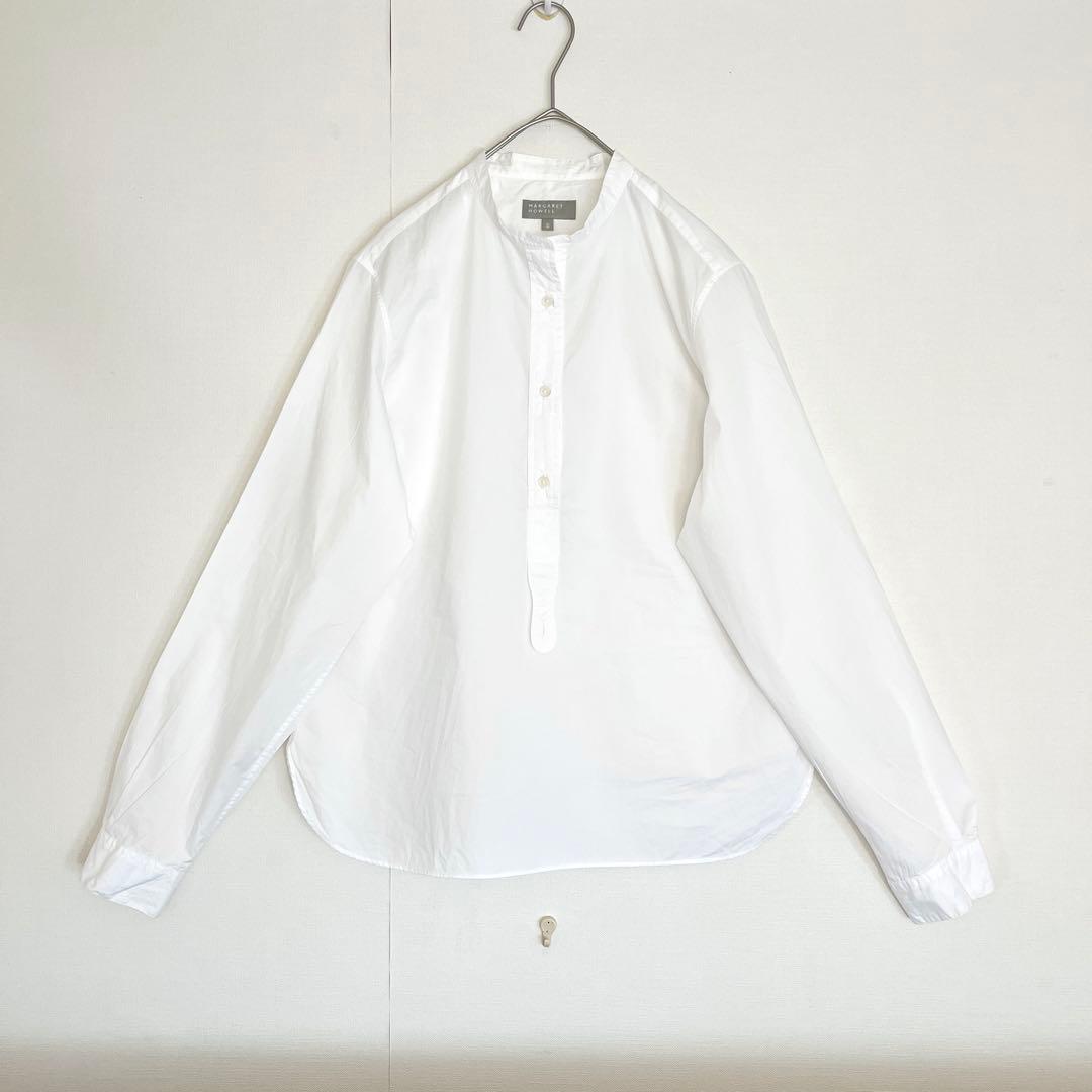 【未使用に近い★人気ボックスシルエット】マーガレットハウエルバンドカラーシャツ白