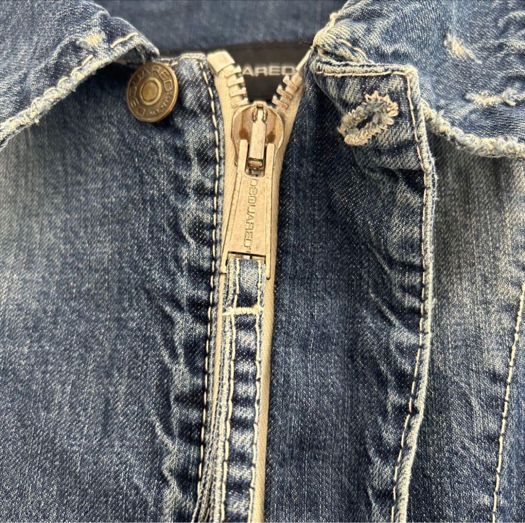 DSQUARED２　オーバーオール　サイズ44　デニム　ダメージ加工　長袖