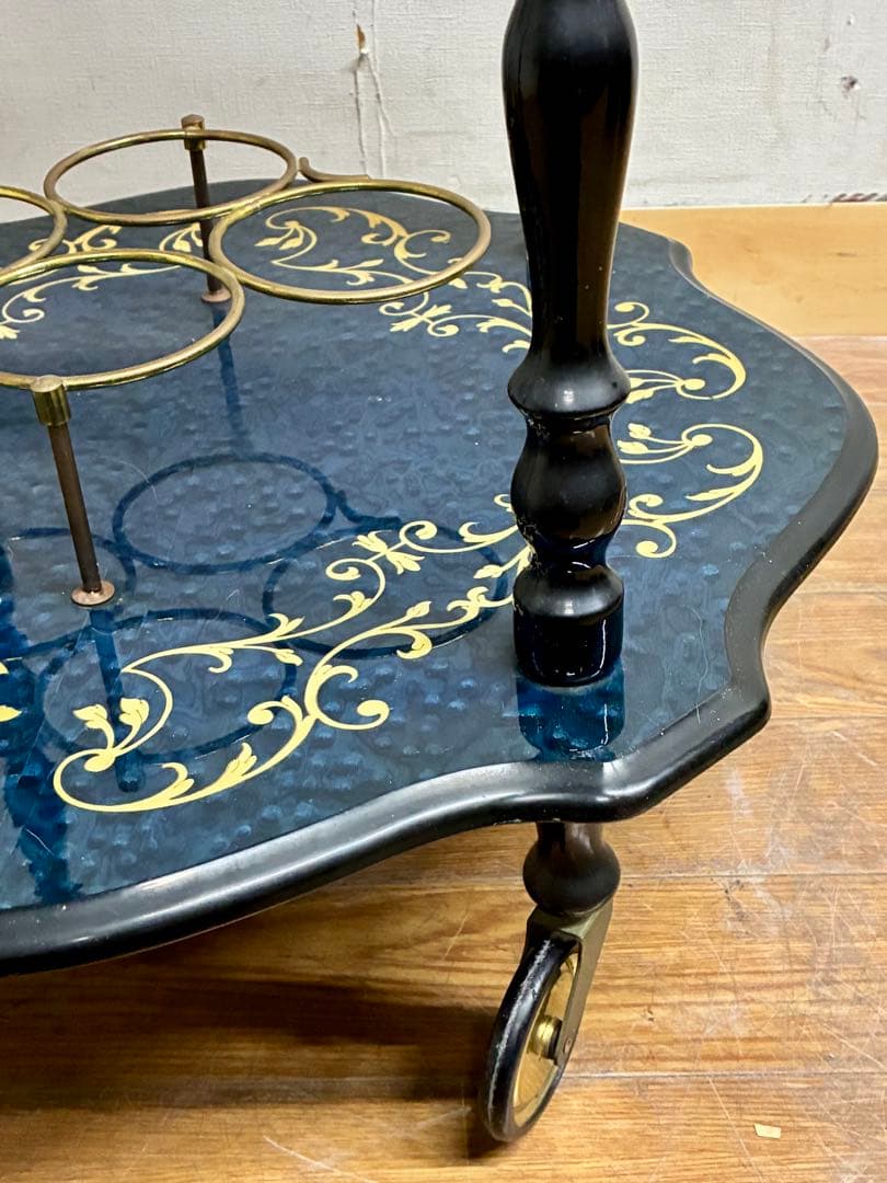 管459☆イタリア製☆ドマン社☆象嵌細工☆アンティーク☆キッチンワゴン