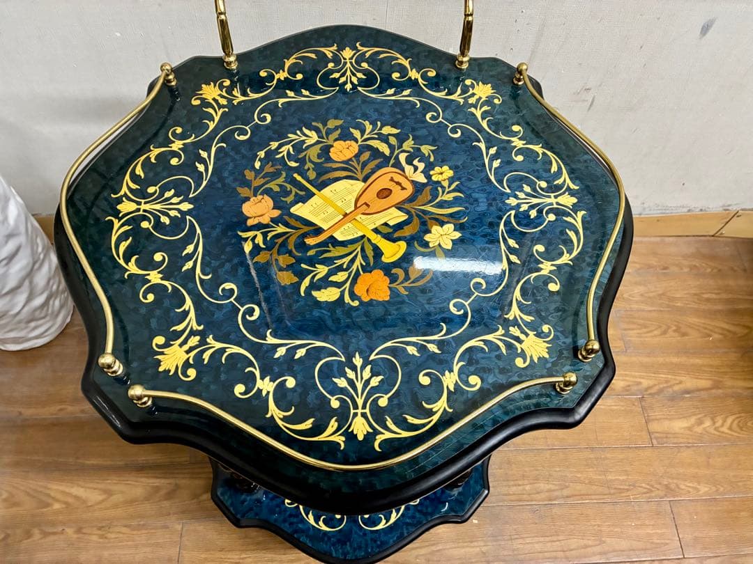 管459☆イタリア製☆ドマン社☆象嵌細工☆アンティーク☆キッチンワゴン