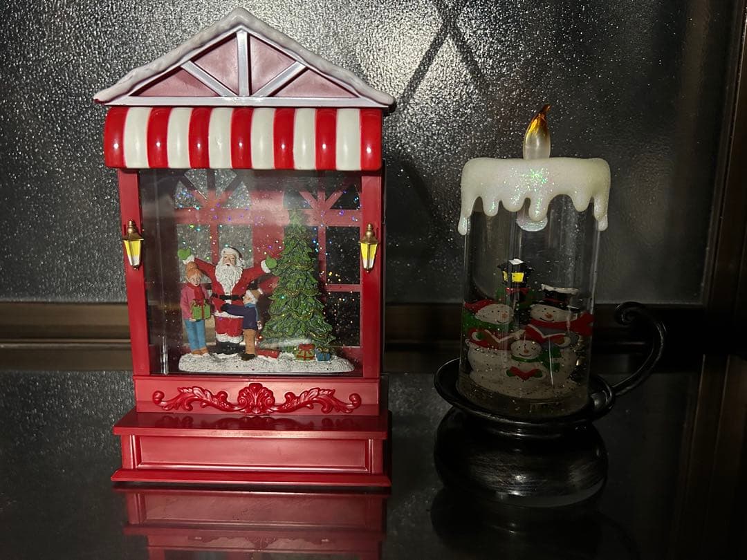 クリスマス装飾 サンタとツリー雪だるま　乾電池式ライトアップ