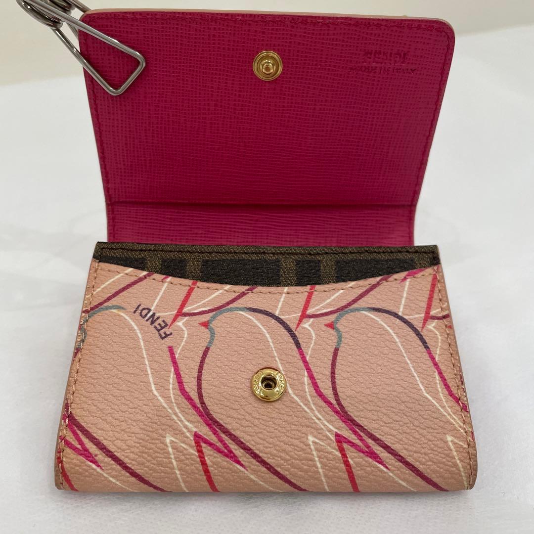 FENDI カードケース　鳥モチーフ　美品　ピンク/ベージュ