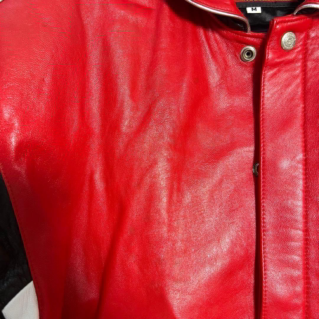 希少JEFF HAMILTON シカゴ・ブルズ レザースタジャン レッド M