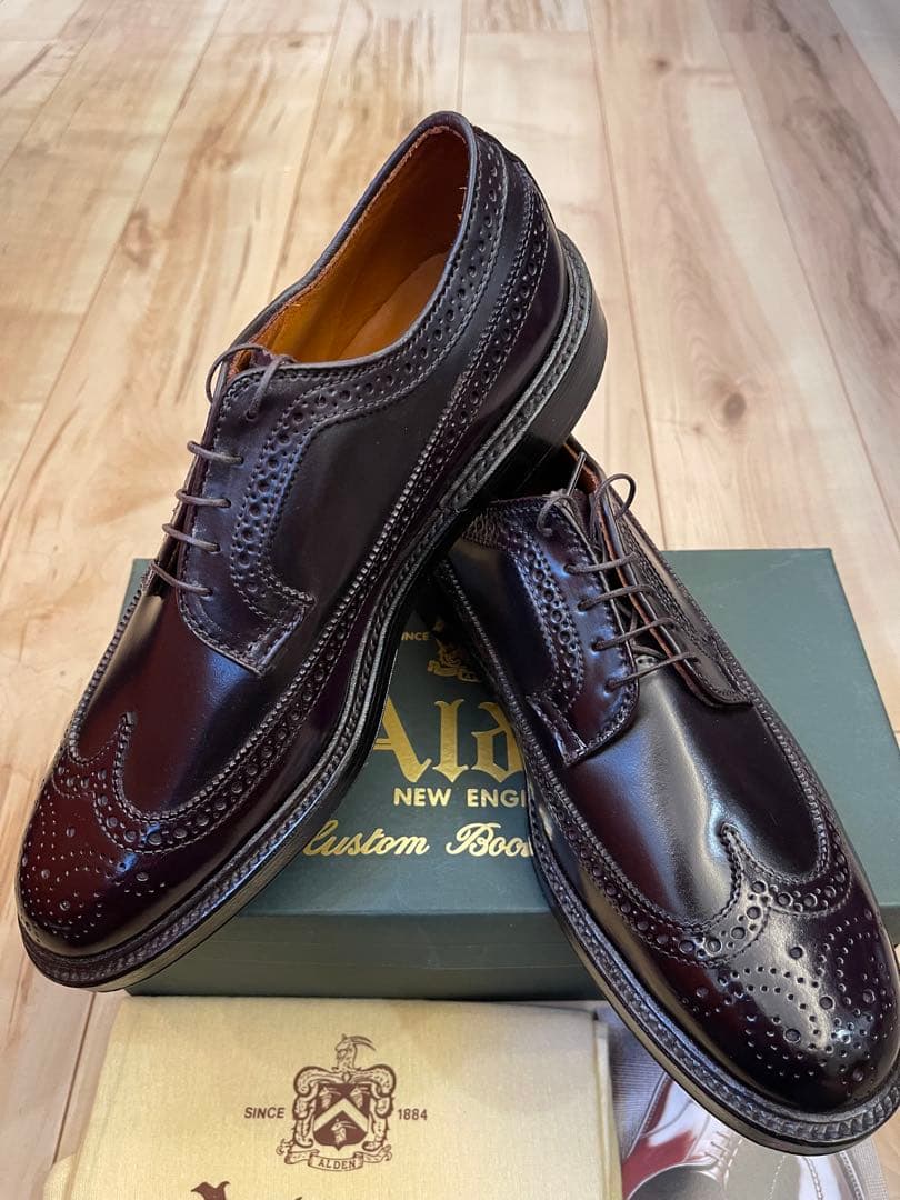 米国製新品Aldenオールデンコードバン バーガンディウィングチップ US8.5
