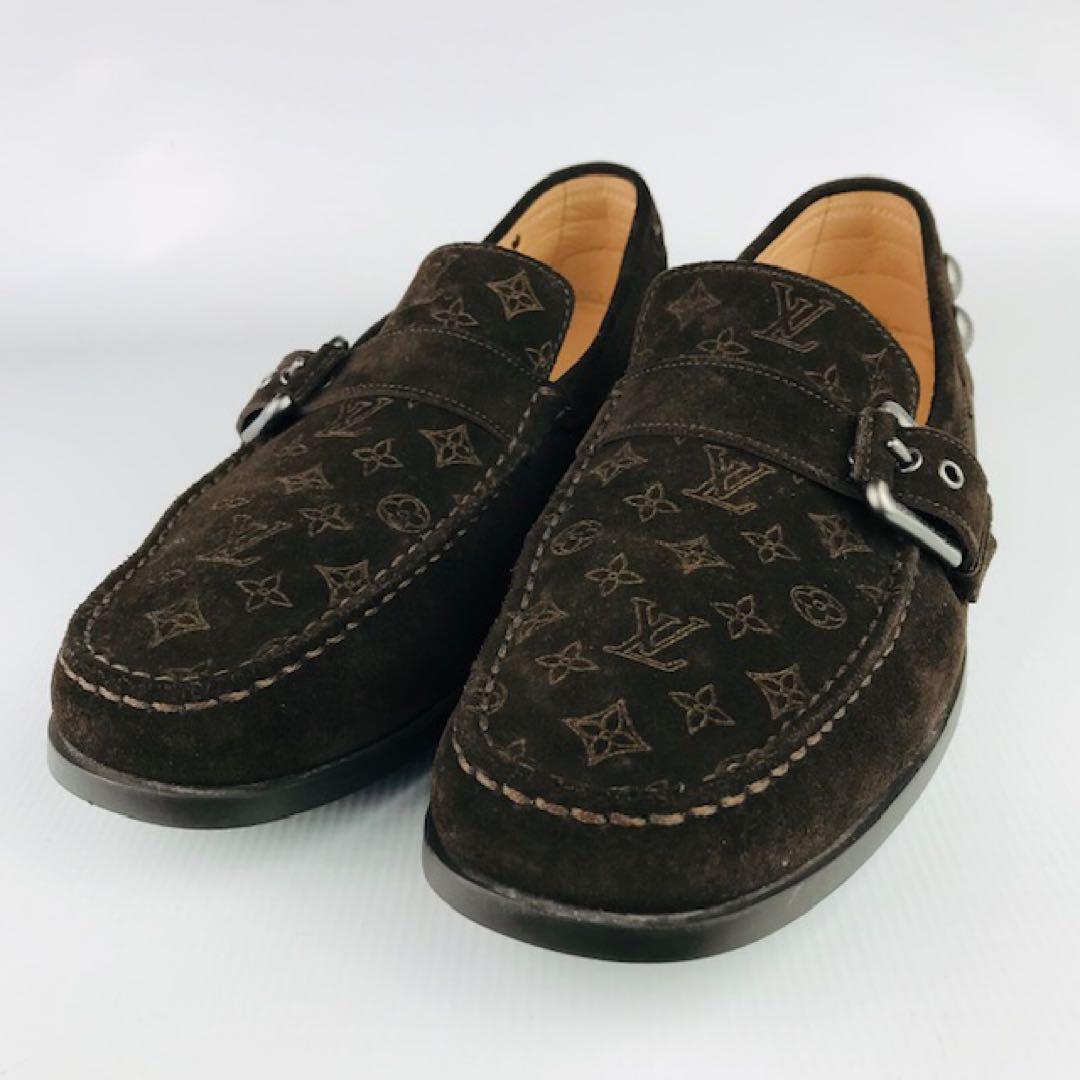 美品★ルイヴィトン・レザー モノグラム柄 ドライビングシューズ(91/2)