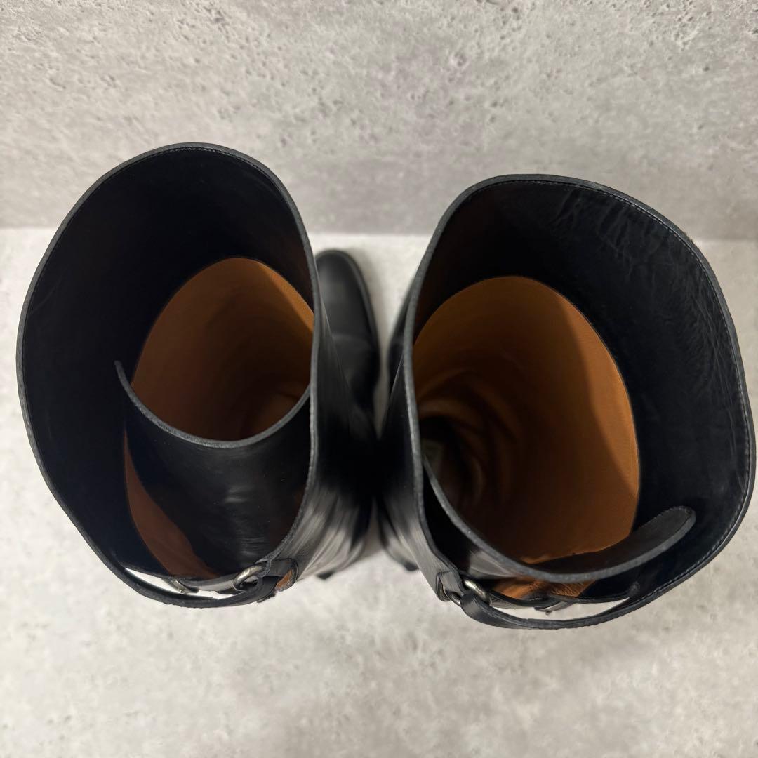 SARTORE ジョッキーブーツ ロングブーツ 37 黒 レザー ベルトデザイン