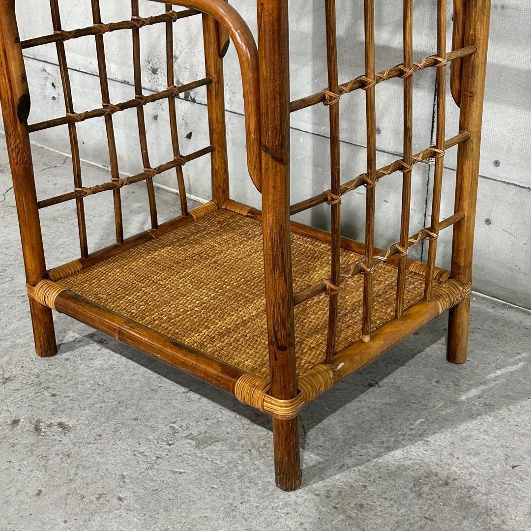 ꧁オールドラタン꧂80s ｜ガラスラック 3段｜アジアン・ボタニカル