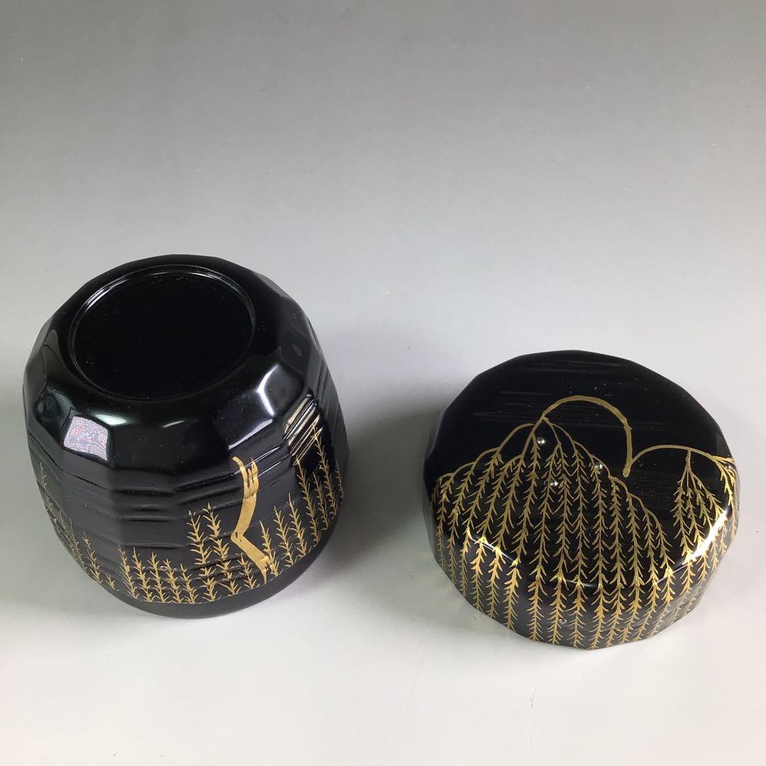 Ｒ２７１　棗　『蒔絵師　西村弘峰作』『認得斉好写』『柳棗』　共箱　茶道具