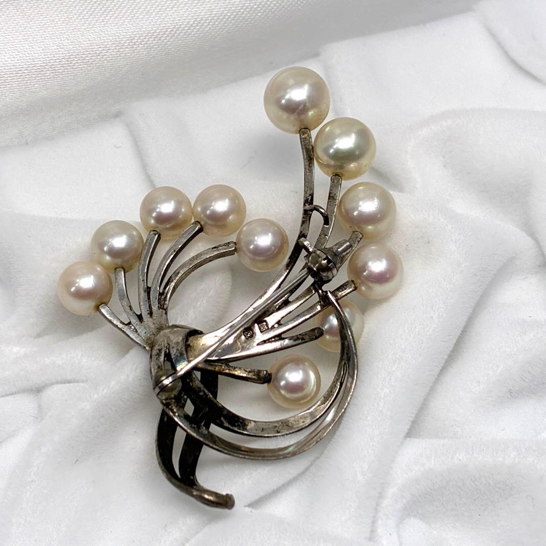 MIKIMOTO ミキモト ブローチ アコヤ真珠 パール フラワー シルバー