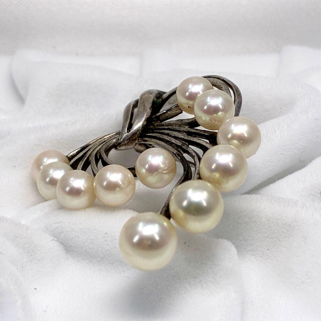 MIKIMOTO ミキモト ブローチ アコヤ真珠 パール フラワー シルバー