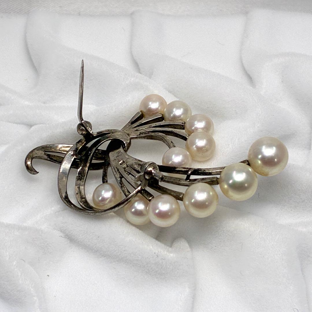 MIKIMOTO ミキモト ブローチ アコヤ真珠 パール フラワー シルバー