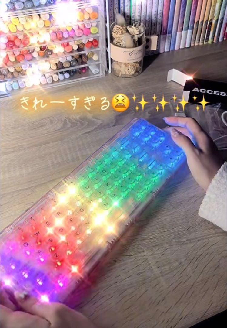 【SNS大バズり】YUNZII X71 MACも対応RGBコトコト音キーボード