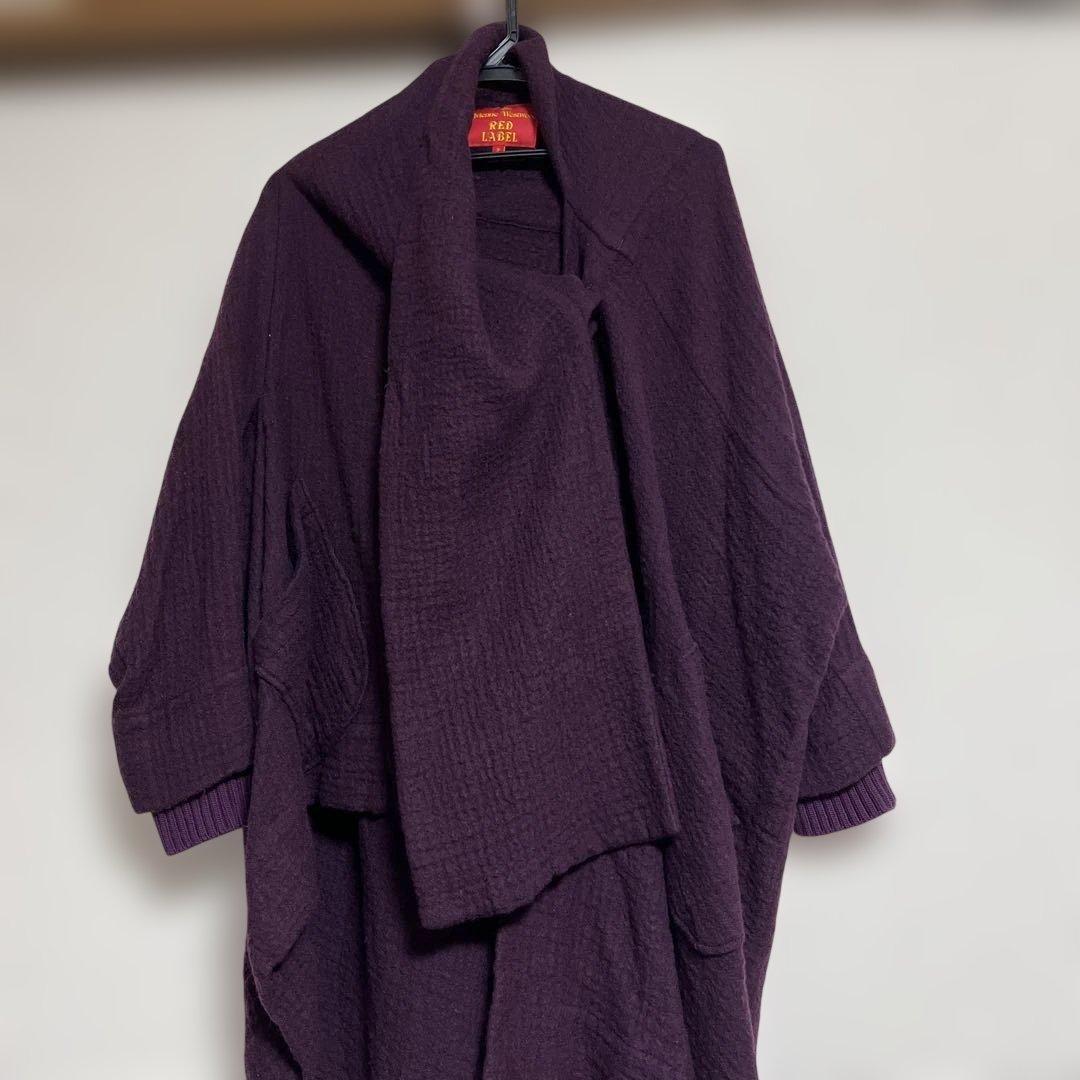 美品ヴィヴィアンウエストウッド レッドレーベル ウールコートマフラー付変形コート