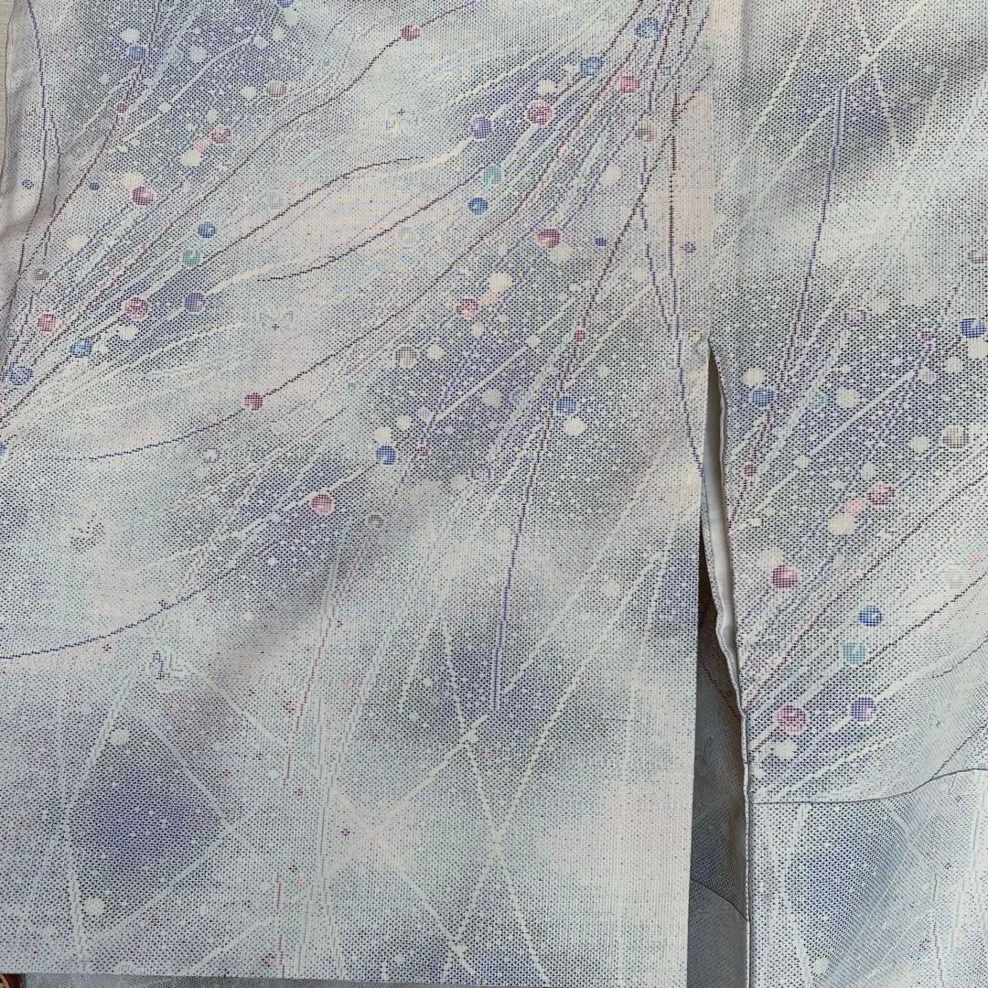 本場白大島紬　玉模様　9マルキ　しつけ付き