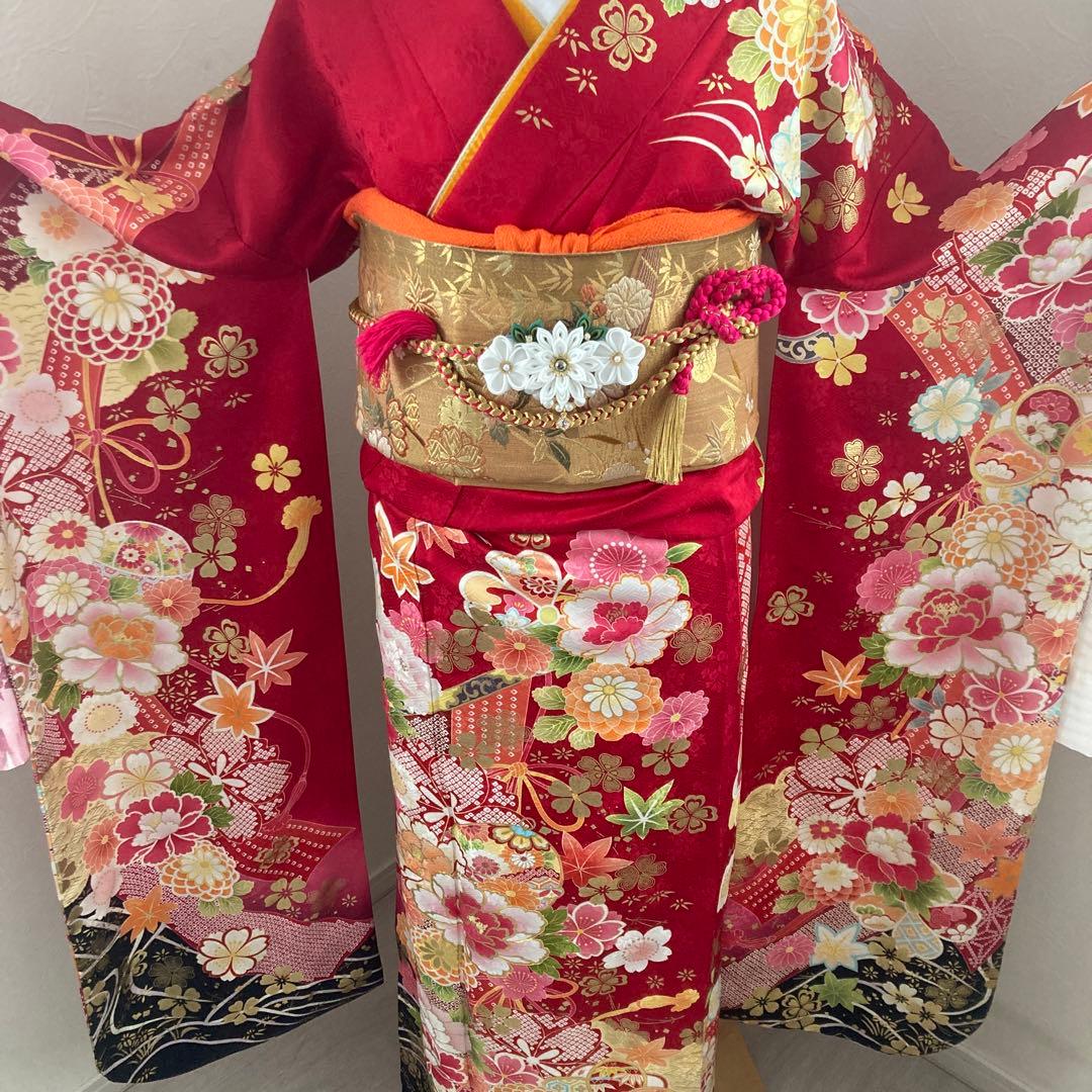 豪華正絹振袖フルセットお探しの方に！！　成人式　赤