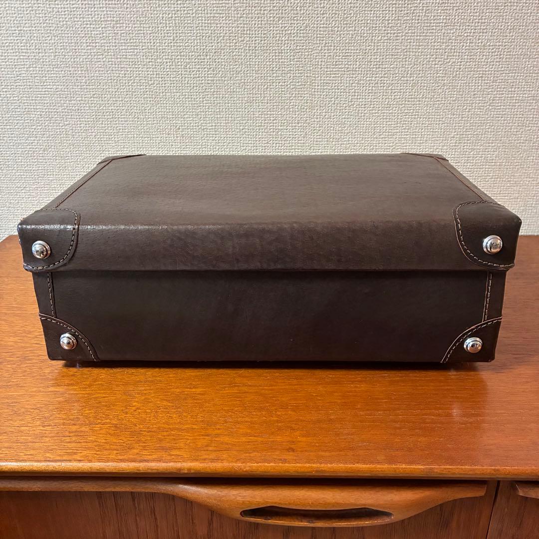 美品 トランク ダークブラウン 革製 ヴィンテージ アンティーク 鍵付き カバン