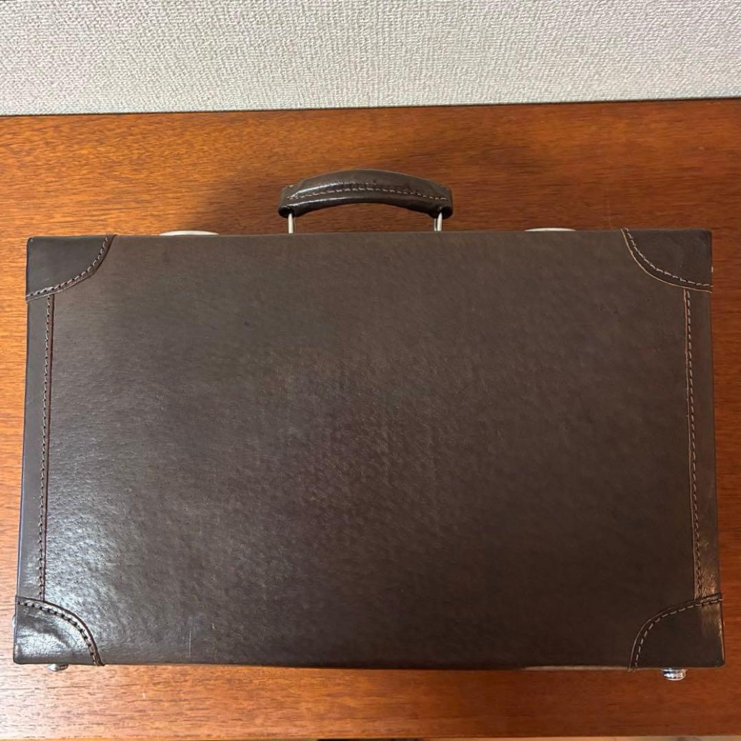 美品 トランク ダークブラウン 革製 ヴィンテージ アンティーク 鍵付き カバン