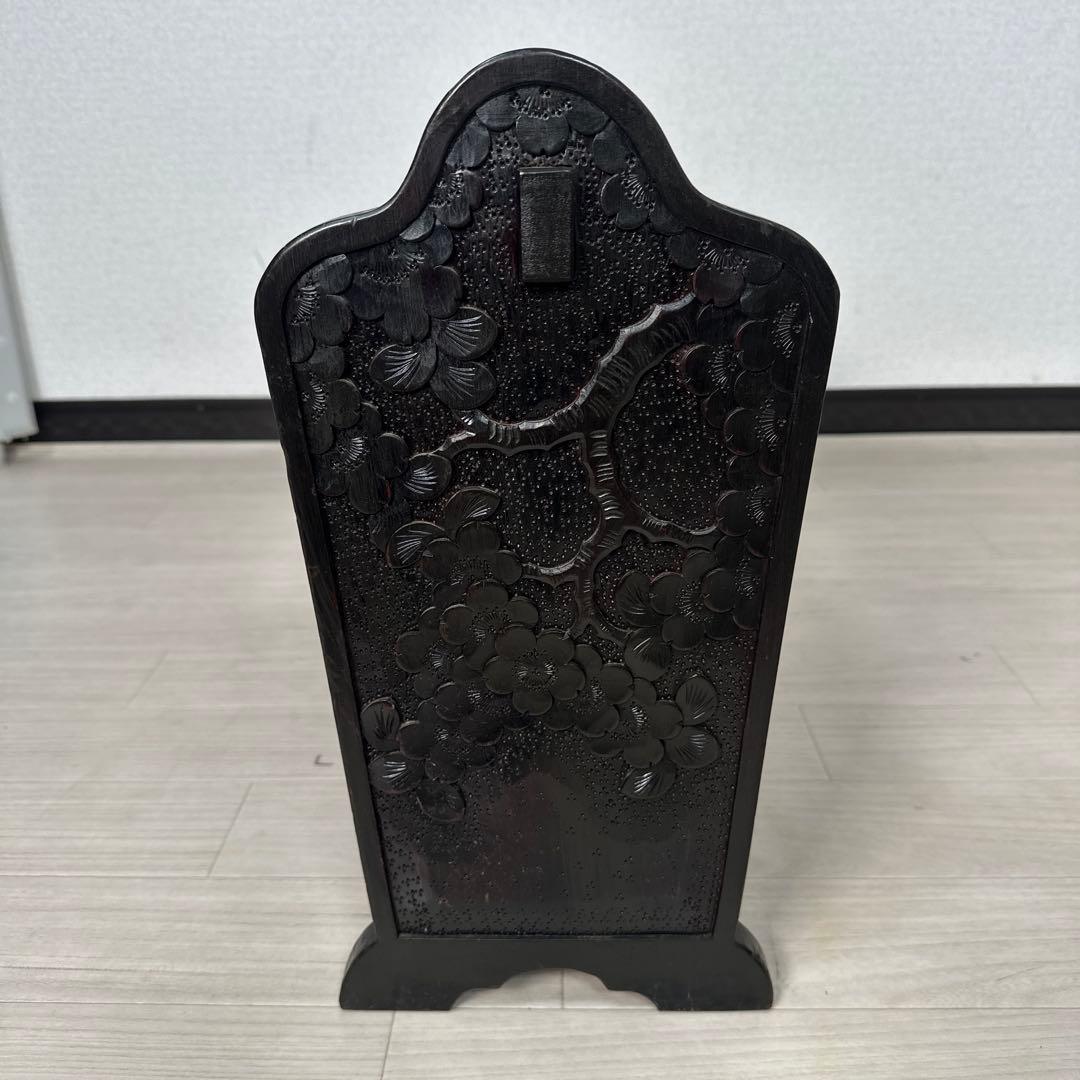 軽井沢彫り マガジンラック スリッパラック アンティーク 工芸品 桜柄 i1※