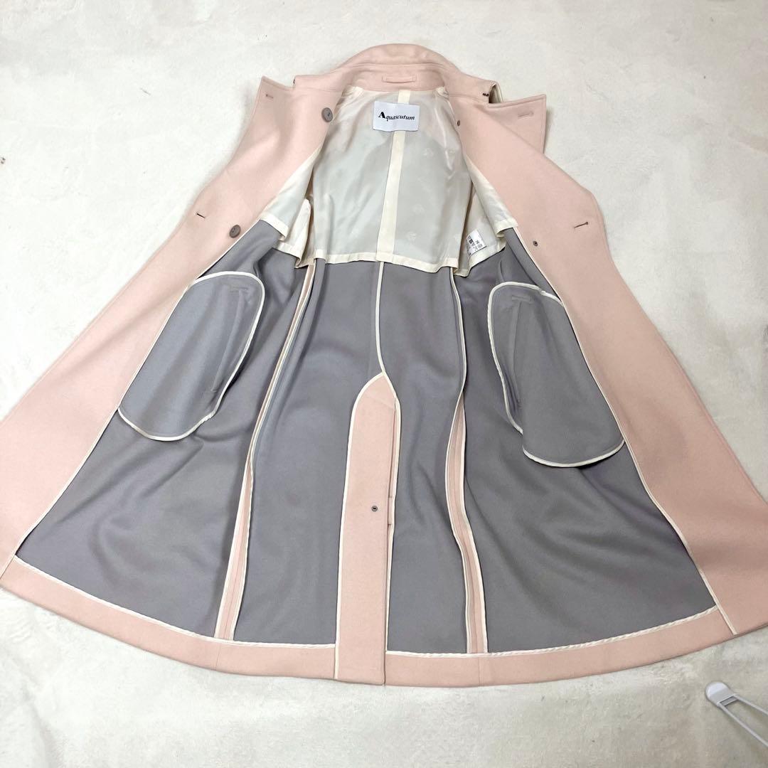 [美品] アクアスキュータム　現行品　ウールコート　ロング　パステルピンク　M