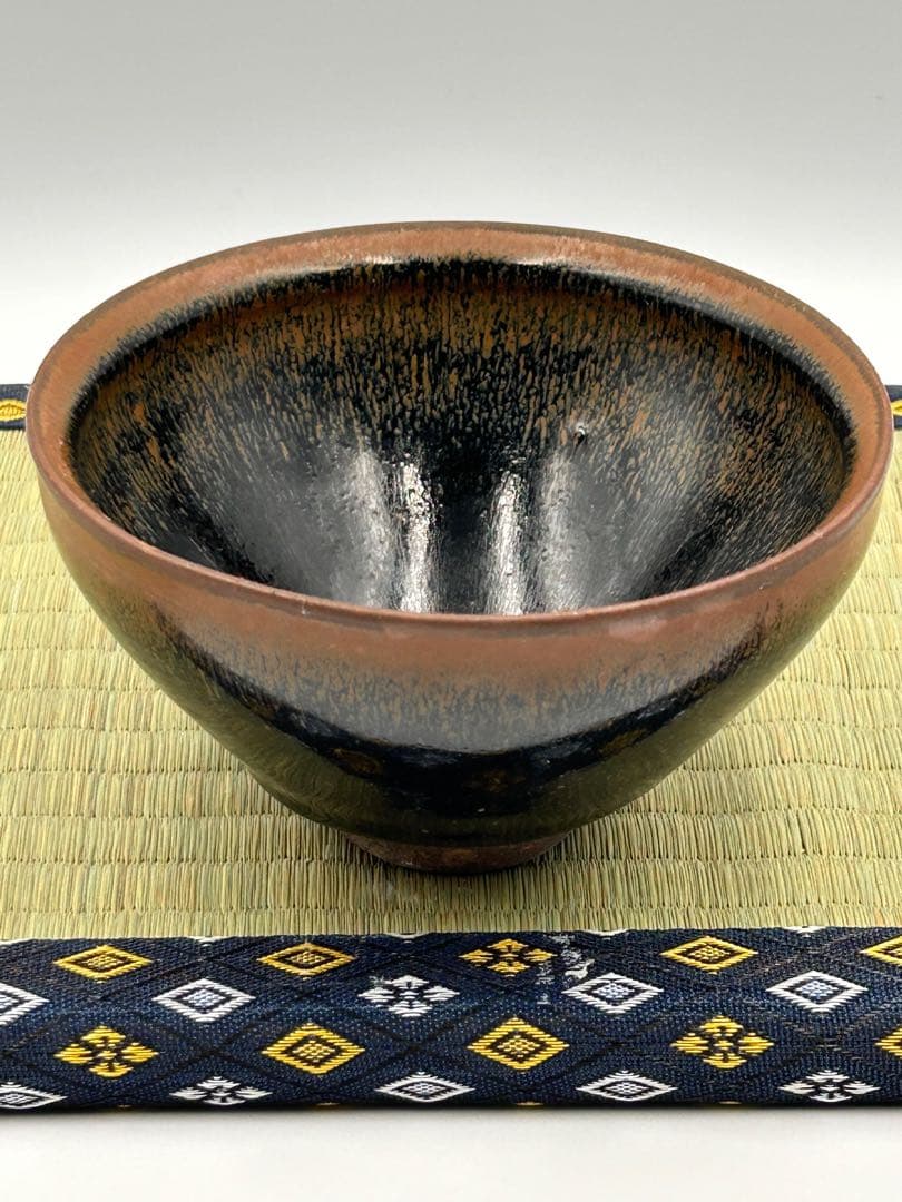 ★0017　宋時代　建窯 兎豪釉天目茶碗 茶道具 茶器 唐物天目 中国美術